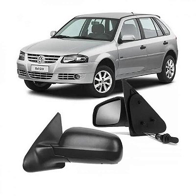 Retrovisor externo gol volkswagen de 1999 a 2008 lado direito verde escuro com controle manual quatro portas geração três ponteira para choque