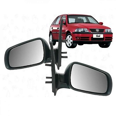 Retrovisor externo gol volkswagen de 1999 a 2008 lado esquerdo verde escuro adaptação sem pisca quatro portas geração três ponteira para choque