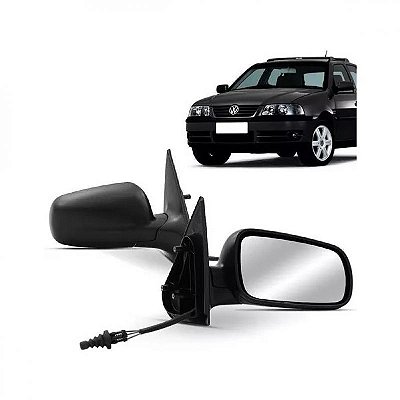 Retrovisor externo gol city volkswagen de 1999 a 2008 lado esquerdo verde escuro geração três ponteira para choque quatro portas com controle manual