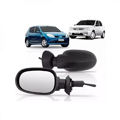 Retrovisor externo logan e sandero renault de 2007 a 2010 lado esquerdo verde escuro com controle manual