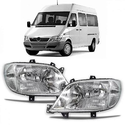 Farol sprinter mercedes benz de 2001 a 2003 lado esquerdo raiado sem auxiliar