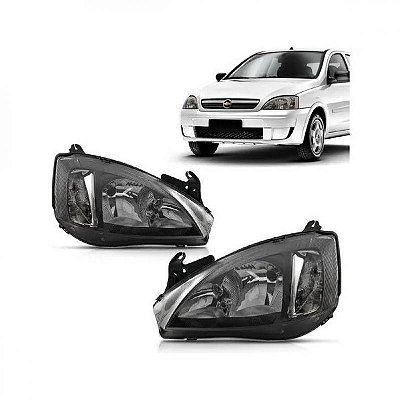 Farol corsa chevrolet de 2008 a 2012 e montana chevrolet de 2008 a 2010 lado direito fumê cromado manual liso