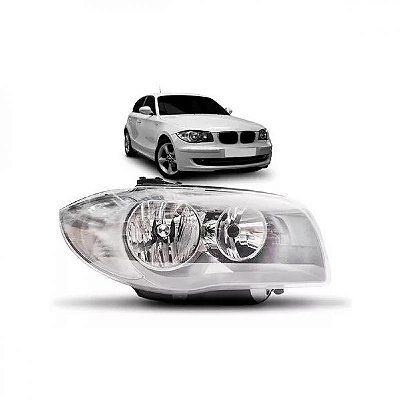 Farol 118i bmw de 2006 a 2011 lado direito máscara prata