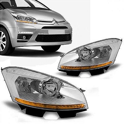 Farol c4 grand picasso citroën de 2008 a 2012 lado esquerdo elétrico com pisca âmbar