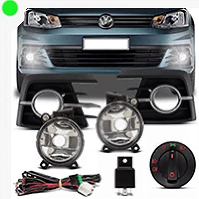 Kit farol auxiliar gol volkswagen de 2016 a 2018 geração sete com grade e aro cromado