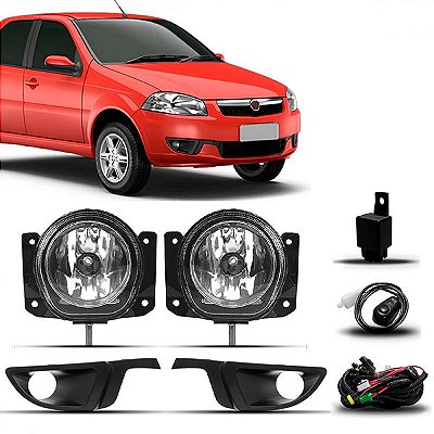 Kit farol auxiliar siena fiat de 2013 a 2016 el com grade e botão universal