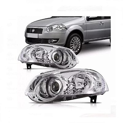 Farol palio fiat de 2009 a 2020 e siena fiat de 2009 a 2012 lado direito cromado tipo bola