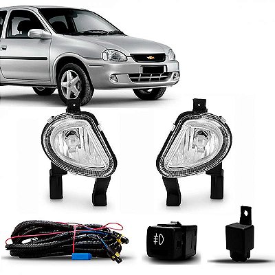 Kit farol auxiliar corsa chevrolet de 2000 a 2009 e classic chevrolet de 2003 a 2009