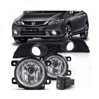 Kit farol auxiliar civic honda de 2015 a 2016 com grade