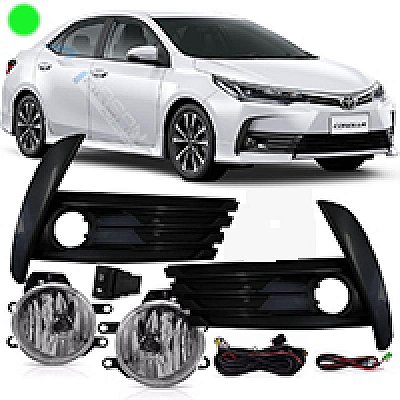Kit farol auxiliar corolla toyota de 2018 a 2019 com grade preta
