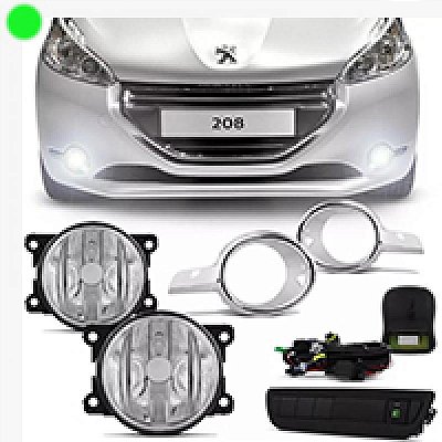 Kit farol auxiliar 208 peugeot de 2012 a 2016 com moldura cromada