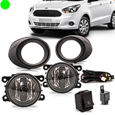 Kit de farol auxiliar ka ford de 2015 a 2018 preto com grade e botão universal