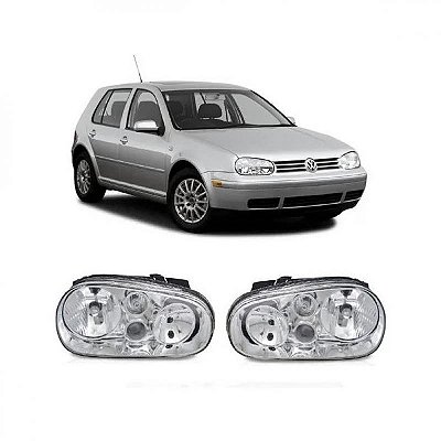Farol golf volkswagen de 1999 a 2006 lado direito cromado com auxiliar