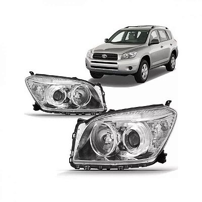 Farol rav4 toyota de 2006 a 2008 lado direito cromado elétrico sem motor