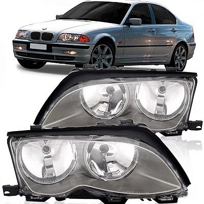 Farol série 3 bmw de 1999 a 2001 lado esquerdo máscara com carcaça preta