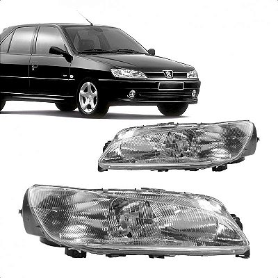 Farol 306 peugeot de 1998 a 2002 lado direito foco duplo sem auxiliar raiado