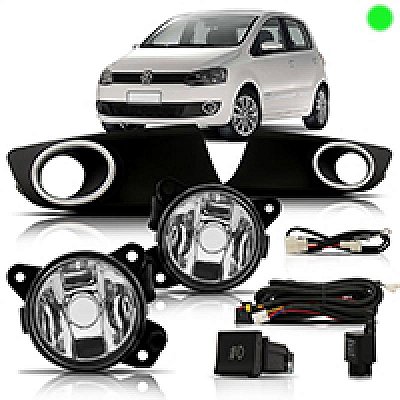 Kit de farol auxiliar fox volkswagen de 2010 a 2014 com grade e aro cromado