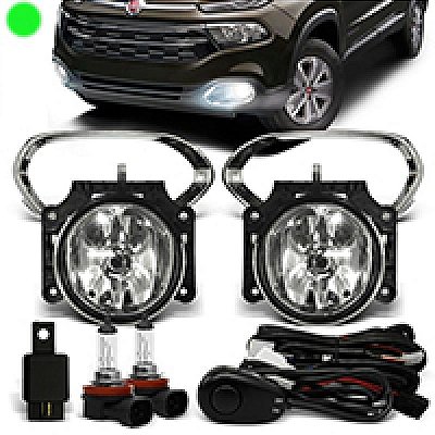 Kit de farol auxiliar toro fiat de 2016 a 2021 com moldura cromada e botão universal