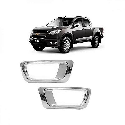 Moldura inferior do para choque da grade do farol auxiliar s10 chevrolet de 2012 a 2016 lado esquerdo cromada