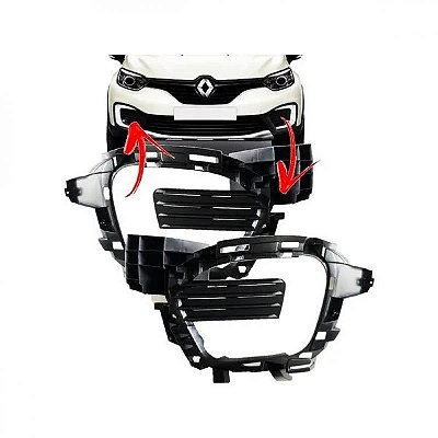 Suporte da moldura inferior do para choque para farol auxiliar captur renault de 2017 a 2021 lado esquerdo preto