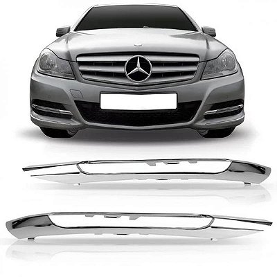 Moldura inferior para choque da grade do farol auxiliar c180 mercedes benz de 2012 a 2014 lado direito cromado