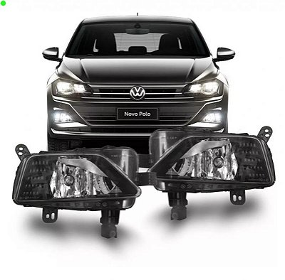 Farol auxiliar polo e virtus volkswagen de 2018 a 2022 lado direito preto sem LED
