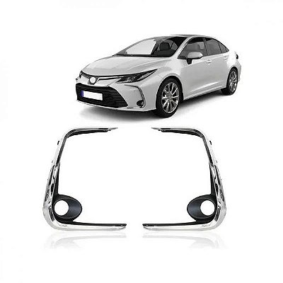 Moldura de farol auxiliar corolla toyota de 2020 a 2025 cromada par
