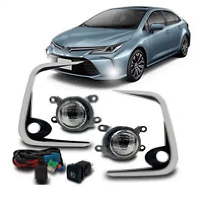 Kit de farol auxiliar corolla toyota de 2020 a 2025 com friso cromado LED