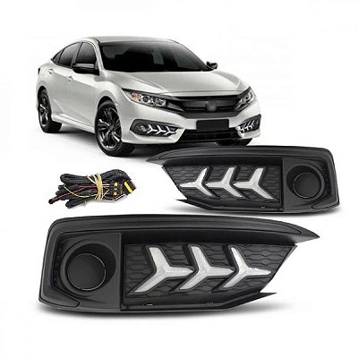 Kit de farol auxiliar civic honda de 2020 a 2021 LED com luz diurna