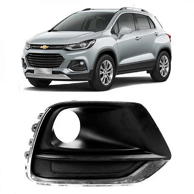 Moldura inferior para choque tracker chevrolet de 2017 a 2019 lado esquerdo com furo para farol auxiliar e sem furo para luz diurna