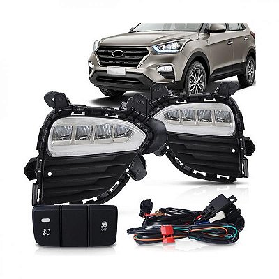 Kit de farol auxiliar creta hyundai de 2017 a 2019 com LED