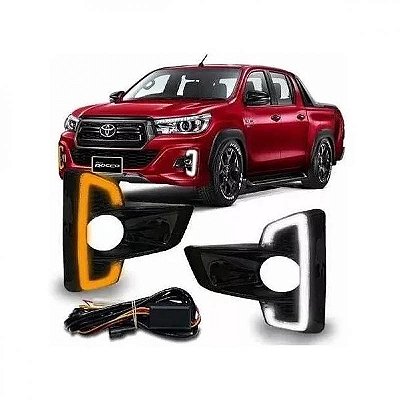 Kit de grade e farol auxiliar hilux toyota de 2018 a 2020 caminhonete com LED e chicote