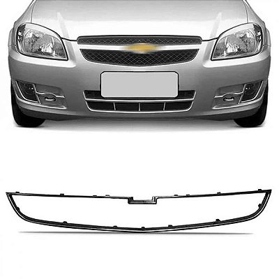 Moldura do para choque da grade do radiador celta e prisma chevrolet de 2012 a 2015 inferior preta