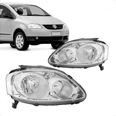 Farol fox crossfox e spacefox volkswagen de 2007 a 2009 lado esquerdo cromado foco duplo