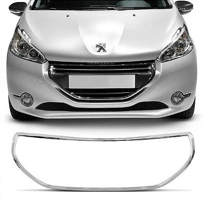 Moldura para choque da grade do radiador 208 peugeot de 2012 a 2016 inferior cromada