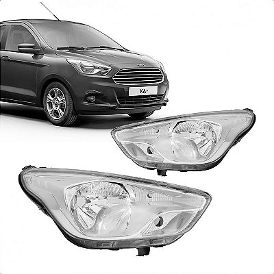 Farol ka ford de 2015 a 2018 lado direito cromado manual