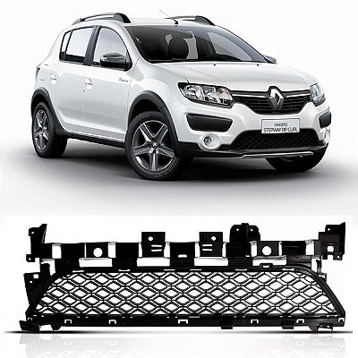 Grade sandero renault de 2014 a 2019 central para para choque dianteiro versão stepway