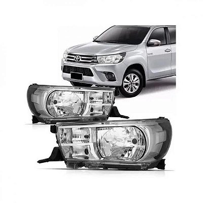 Farol hilux toyota de 2016 a 2020 lado esquerdo cromado e preto manual H4 para picape