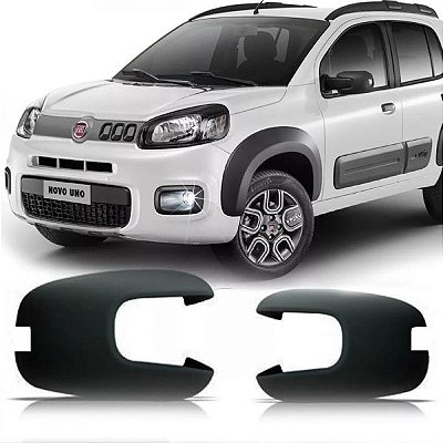 Capa do retrovisor externo uno fiat de 2015 a 2023 lado direito preto com furo para pisca