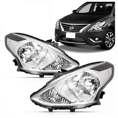 Farol versa nissan de 2015 a 2021 lado direito cromado manual