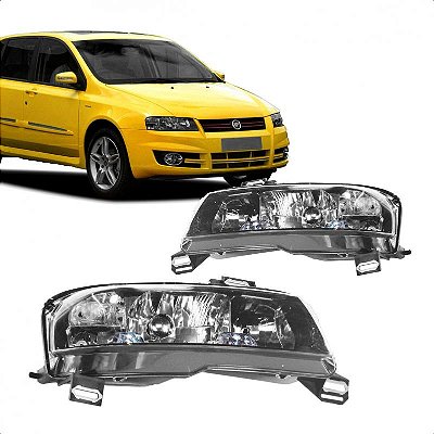 Farol stilo fiat de 2003 a 2011 lado direito fumê elétrico sem motor com auxiliar e plugue quadrado
