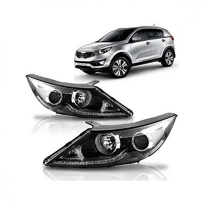 Farol sportage kia de 2011 a 2014 lado esquerdo versão ex manual e elétrico com LED