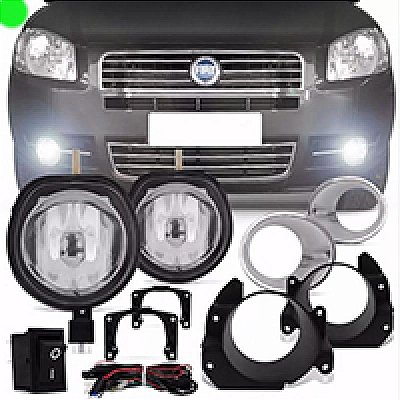 Kit farol auxiliar palio e siena el fiat de 2008 a 2011 cromado com motor com copo e com botão