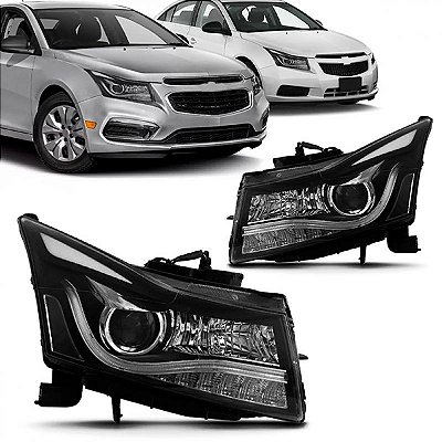 Farol cruze chevrolet de 2011 a 2016 com LED de luz diurna par