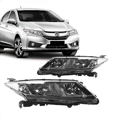 Farol city honda de 2014 a 2017 lado esquerdo máscara negra manual