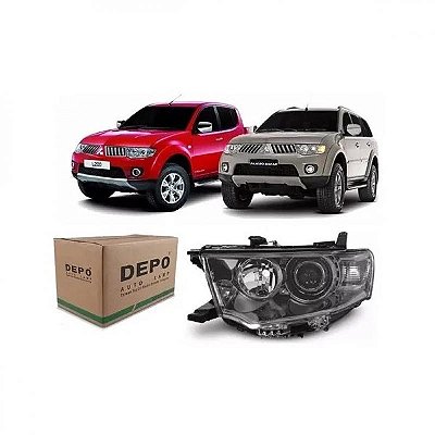 Farol pajero dakar mitsubishi de 2014 a 2018 lado direito cromomix manual e elétrico