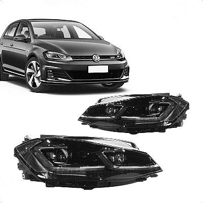 Farol golf gti mk7.5 volkswagen de 2018 a 2020 elétrico com LED e friso cromado par