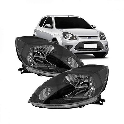 Farol ka ford de 2008 a 2014 lado esquerdo preto manual