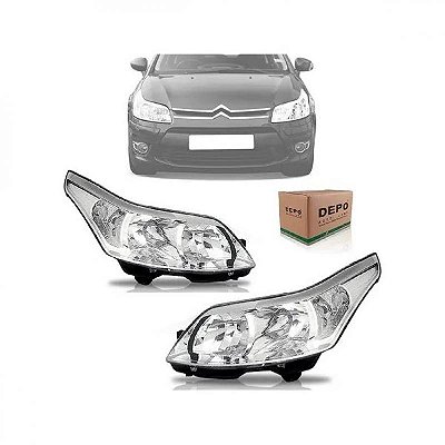 Farol c4 pallas e hatch citroën de 2008 a 2014 lado esquerdo elétrico com motor