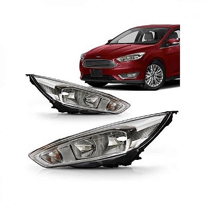 Farol focus ford de 2016 a 2019 lado esquerdo cromado elétrico sem LED sem projetor colmeia
